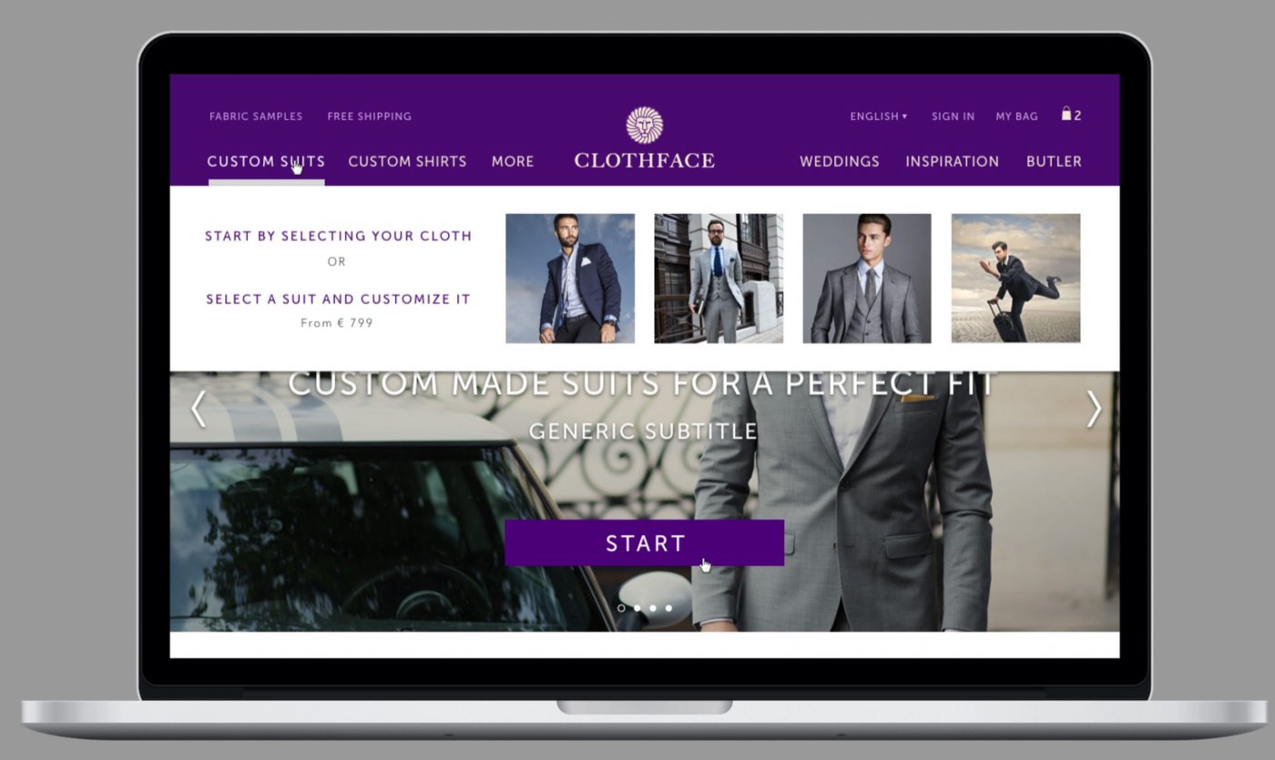 Clothface Tailoring app screens